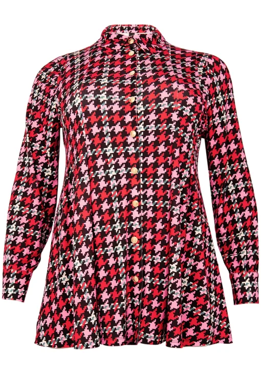 Blouse flare PIED DE POULE