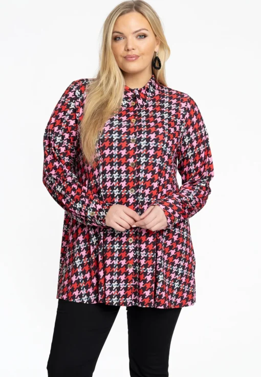 Blouse flare PIED DE POULE
