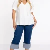 Jeans cropped met omslag
