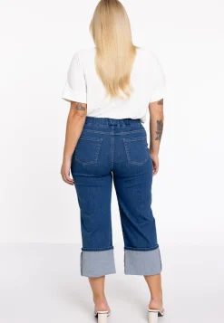 Jeans cropped met omslag