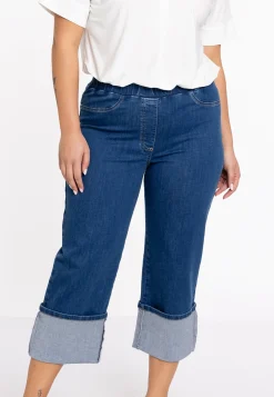 Jeans cropped met omslag