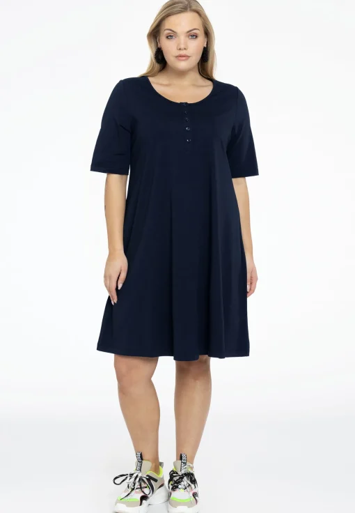 Jurk A-lijn met knoopjes COTTON