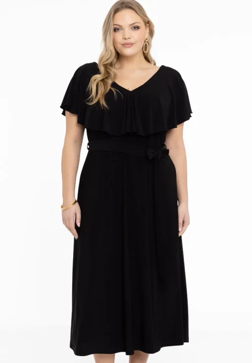 Jurk met ruches V-hals DOLCE