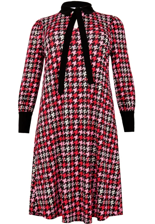 Jurk met strik PIED DE POULE