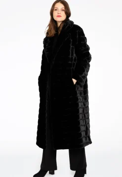 Mantel streep faux fur