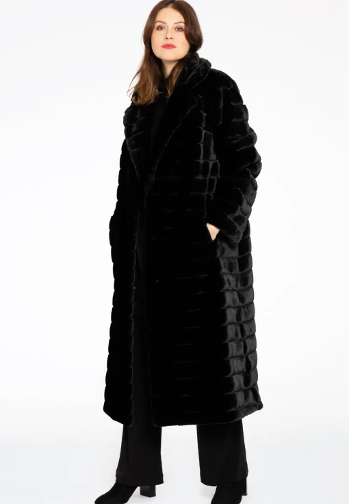 Mantel streep faux fur