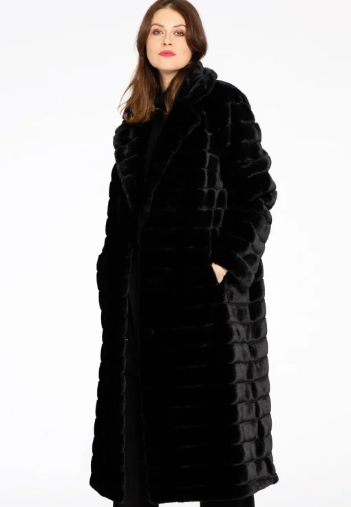 Mantel streep faux fur
