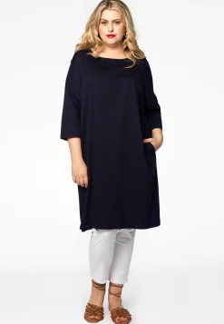 Midi jurk zakken COTTON